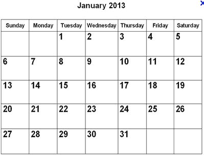 Calendar January 2013
