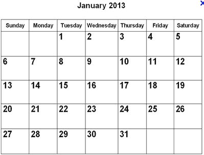 Calendar January 2013