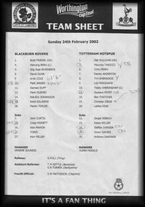 Worthington Team sheet - Cardiff
